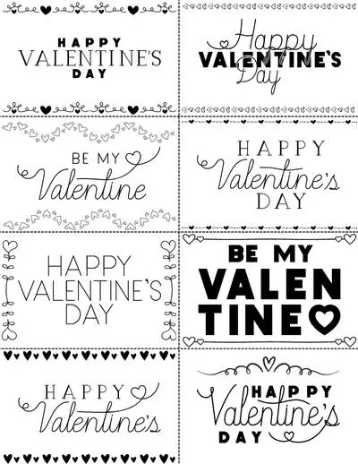 Free black and white printable valentine cards for kids