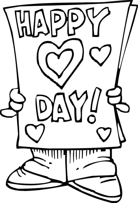 Free printable valentines day card coloring page