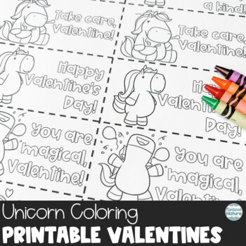 Unicorn coloring valentines day cards printable by nurtured nature