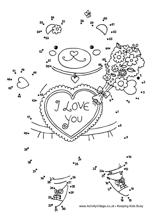 Valentine teddy dot to dot valentines day coloring page valentine activities valentines