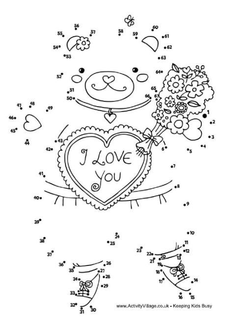 Valentine teddy dot to dot valentines day coloring page valentine activities valentines