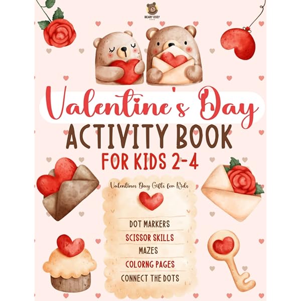 Valentines day activity book for kids by cozy press beary