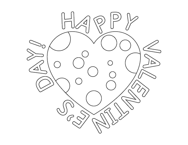 Premium vector happy valentines day coloring page for kids heart coloring greeting card