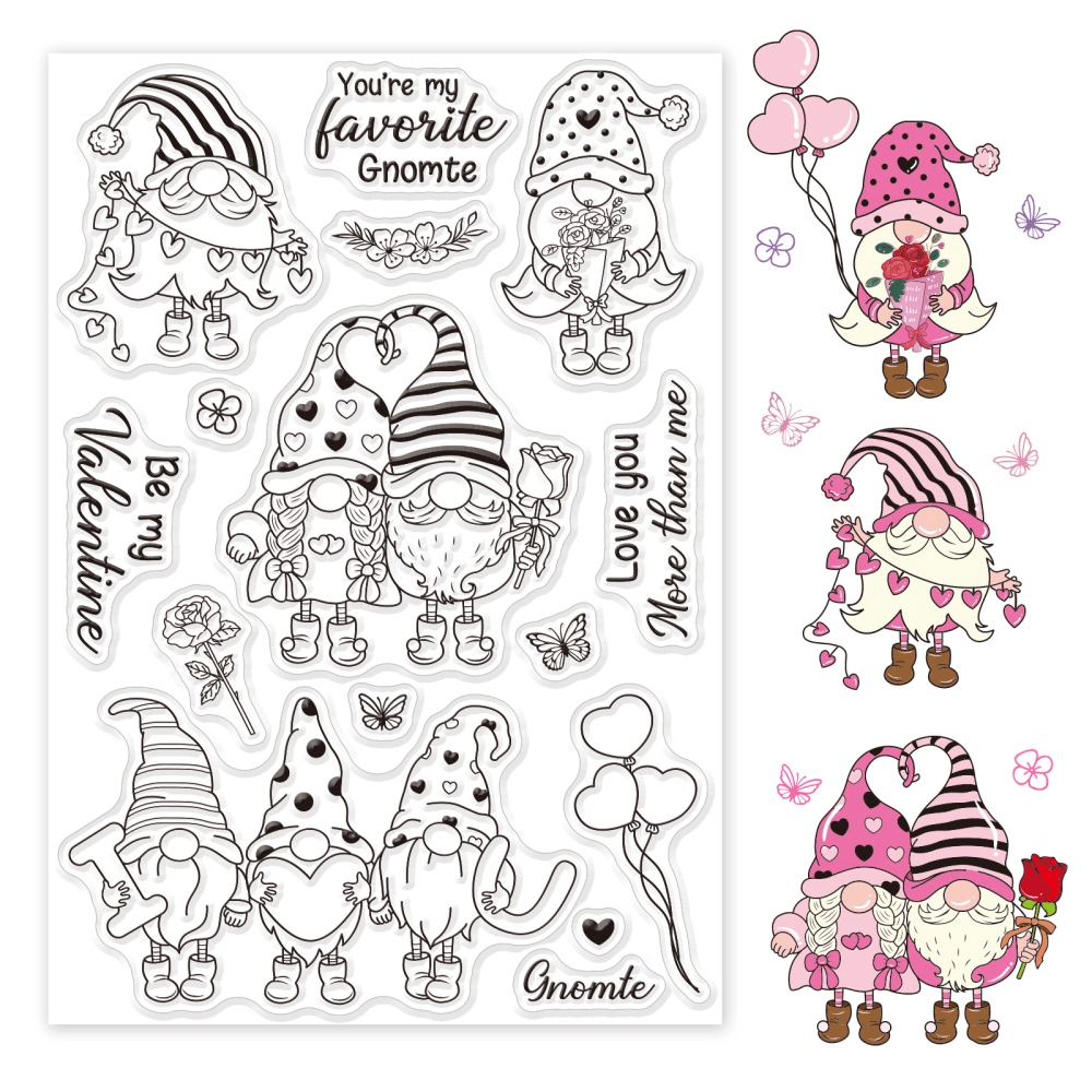 Sheet valentines day clear stamps cute fairy gnome silicone clear stamp transparent stamp seals for cards making diy scrapbooking photo journal album decoration