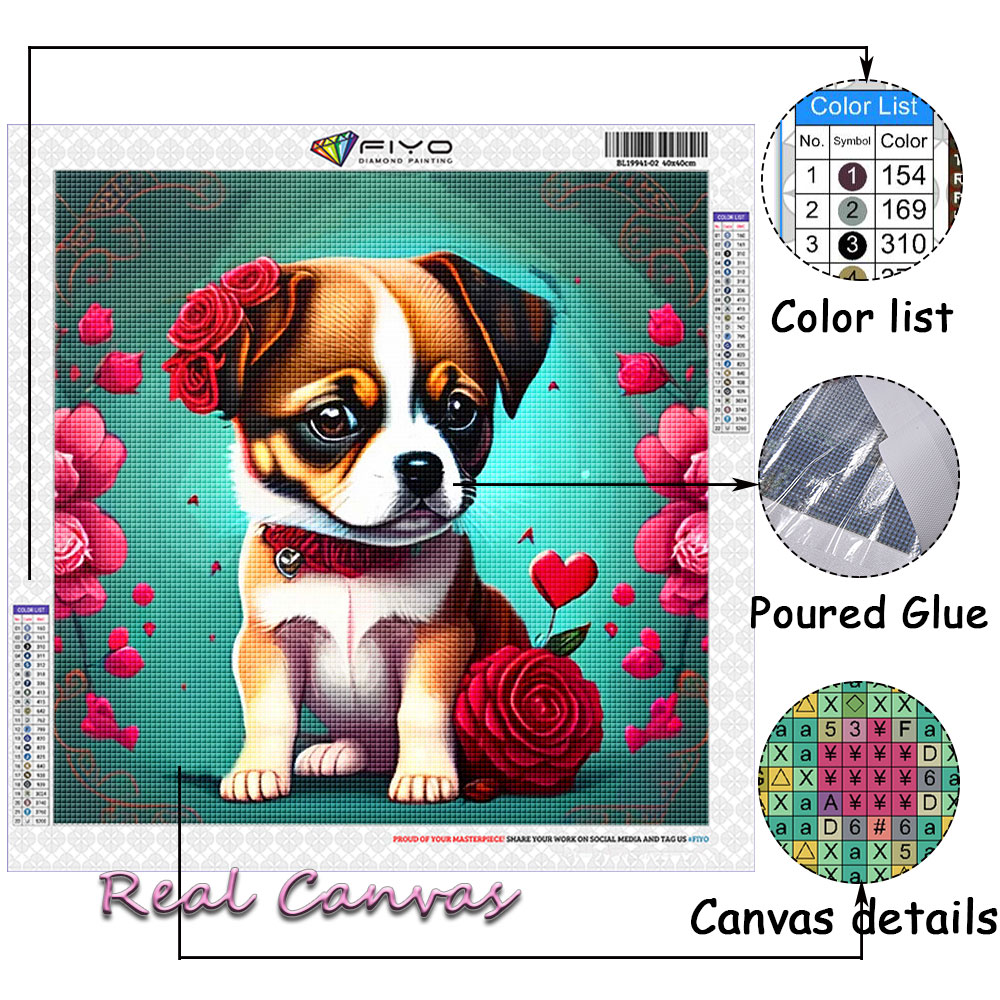 D diamond painting full drill animal valentines day dog picture of rhinestone diy diamond embroidery rose flower home decor