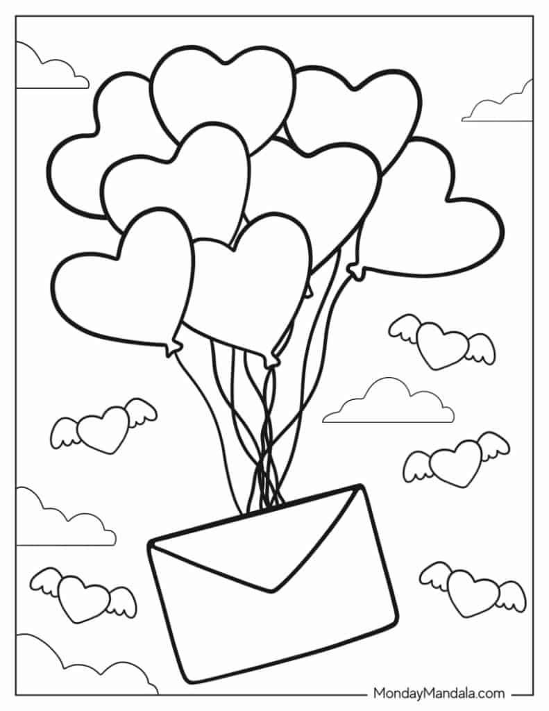 Heart coloring pages free pdf printables