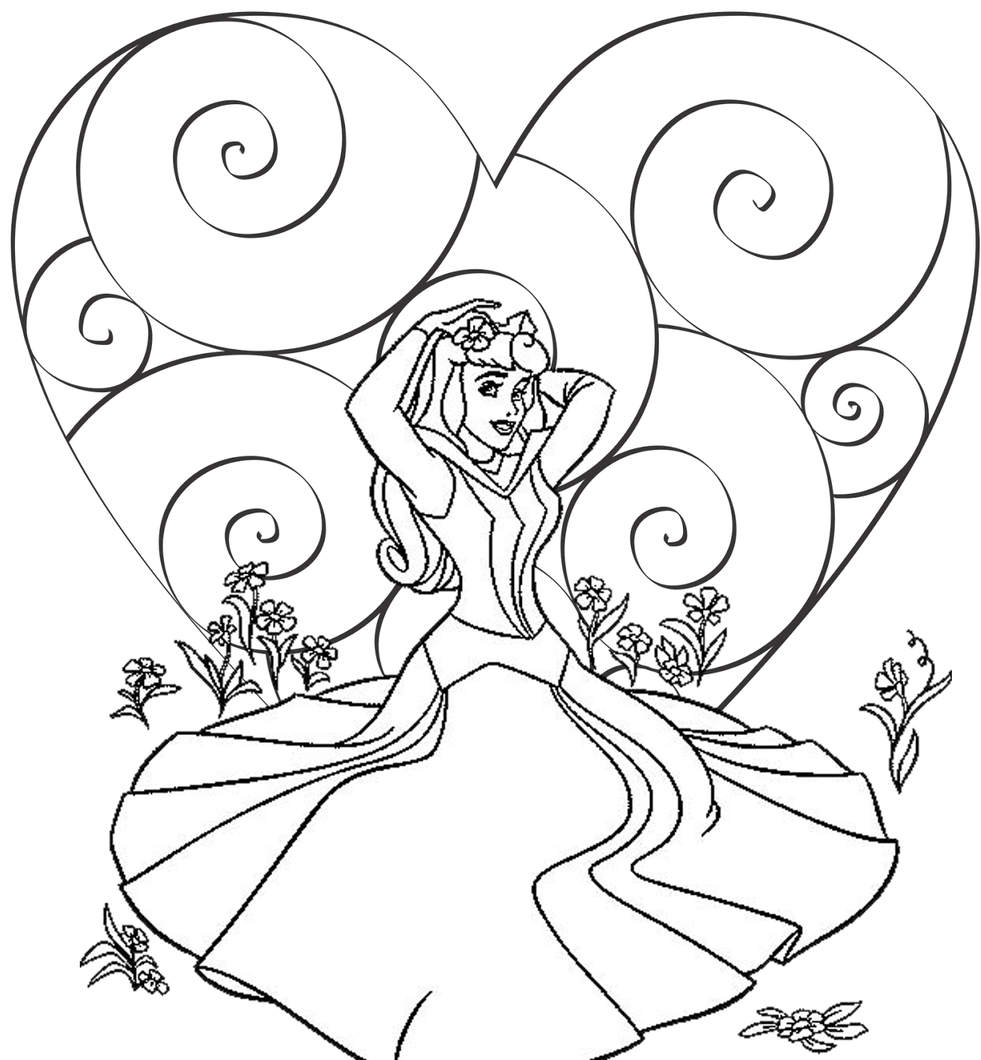 Valentines disney coloring pages