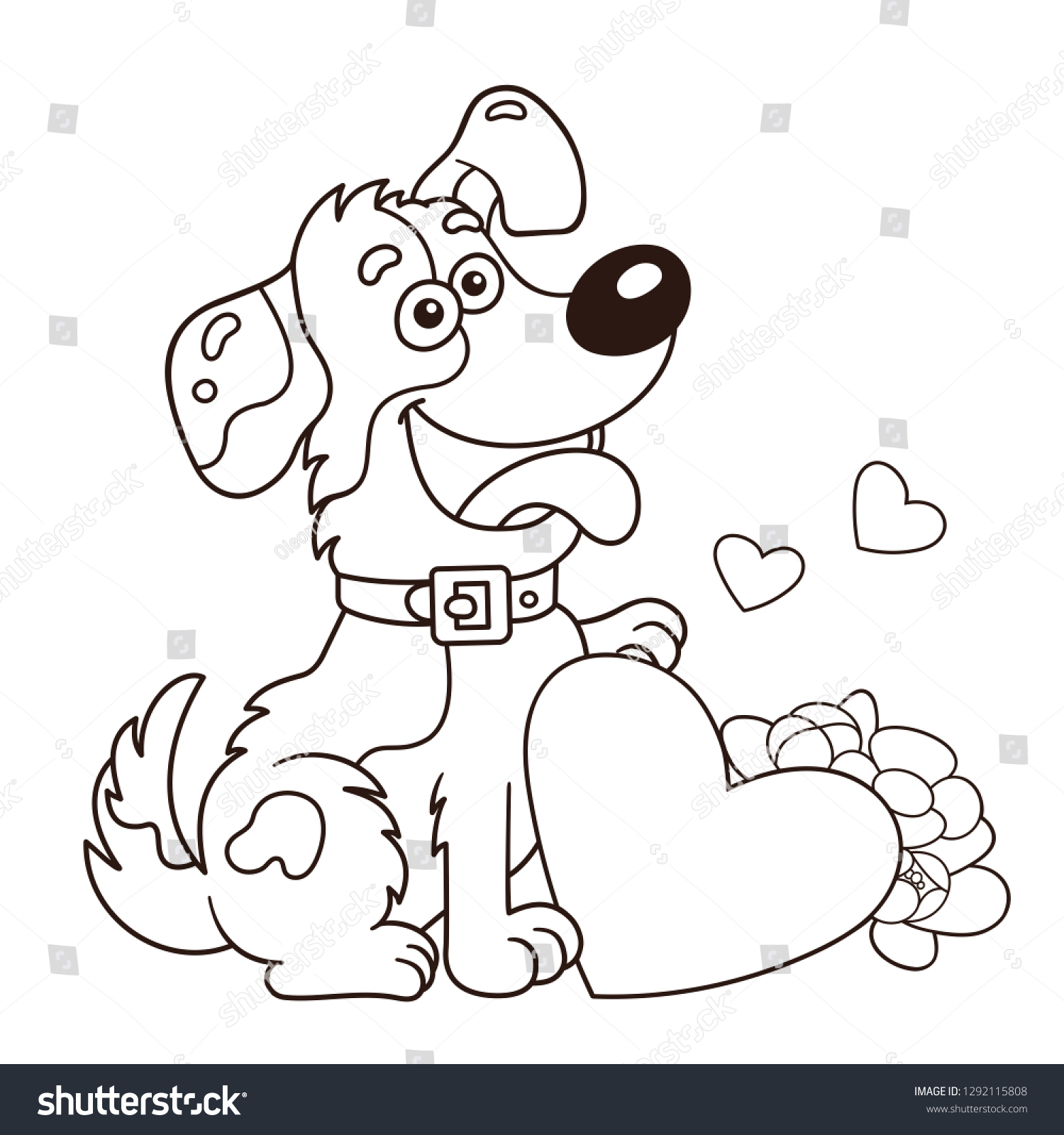 Coloring page outline cartoon dog flowers stock vector royalty free