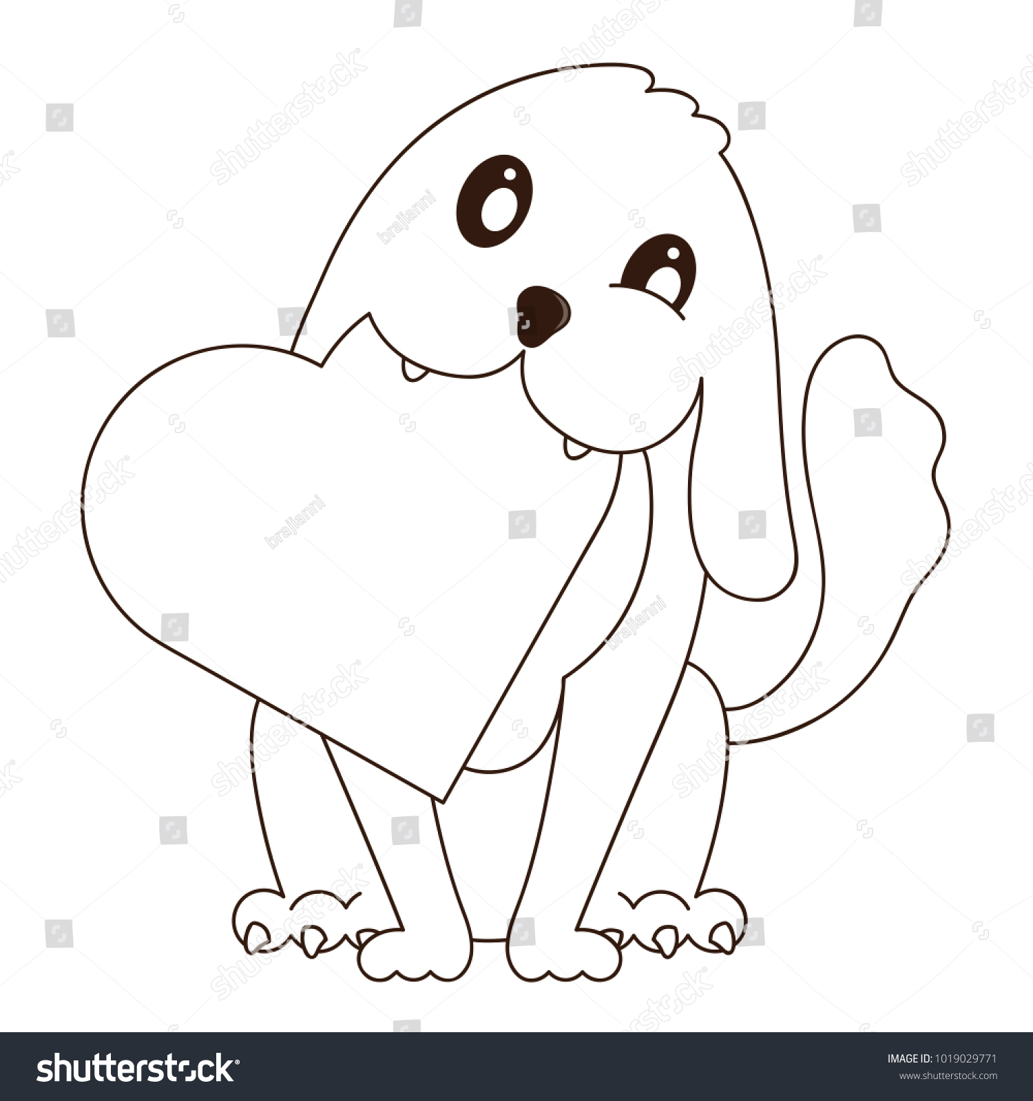 Coloring page illustration valentines day dog stock vector royalty free