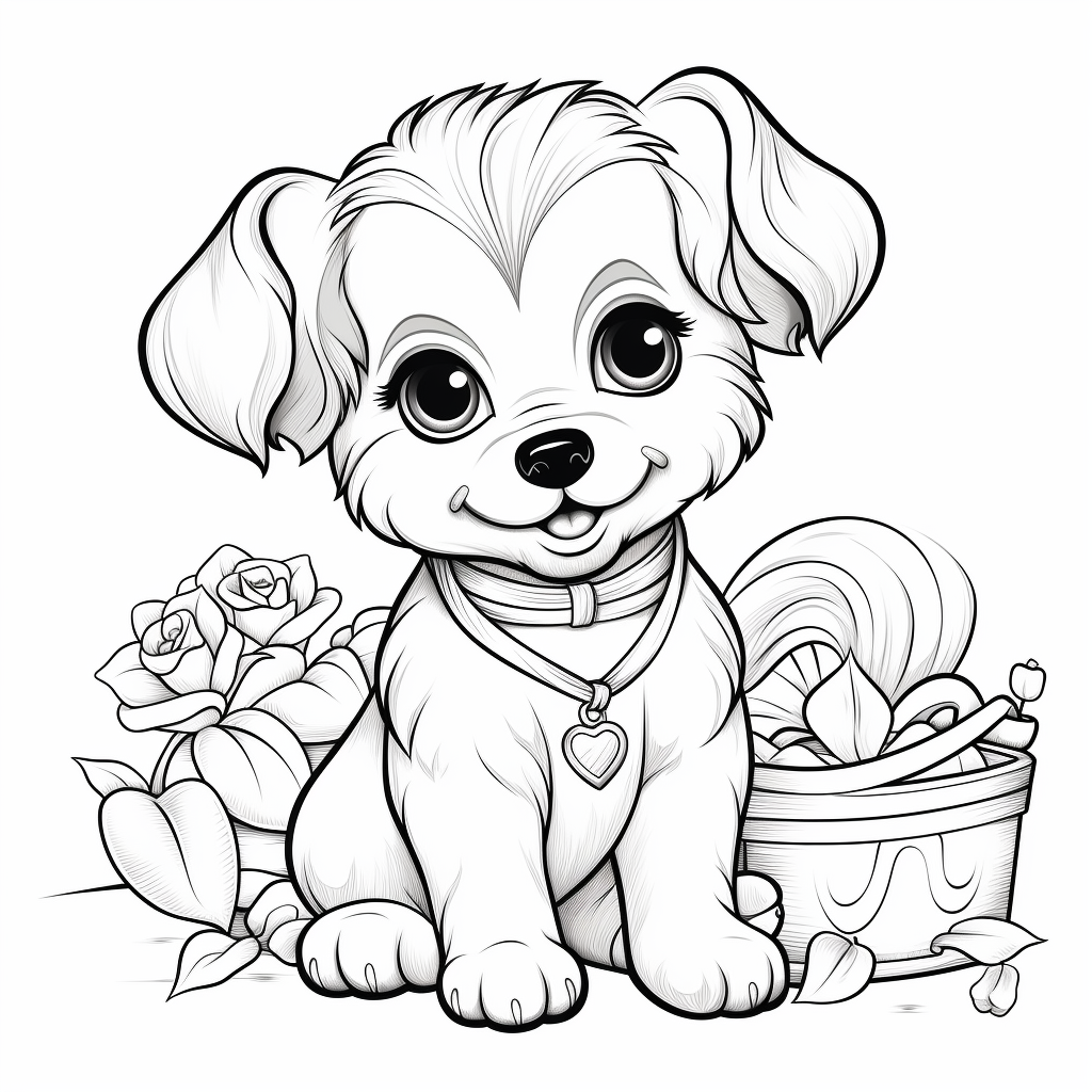 Puppy valentines day coloring pages