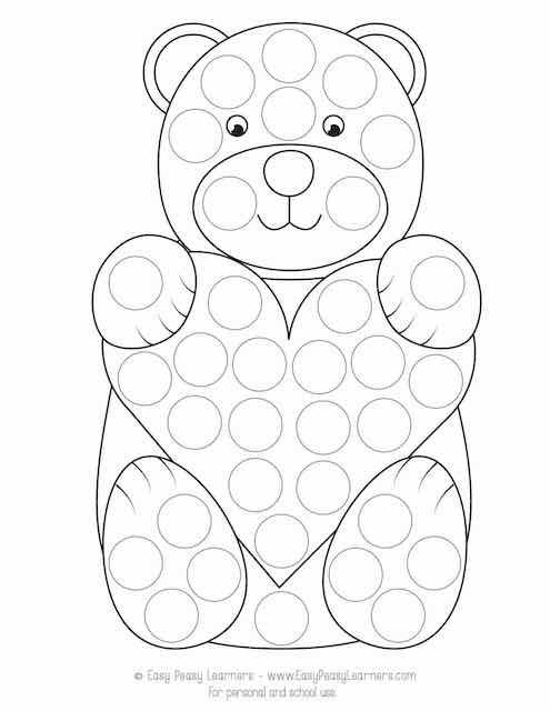 Valentines day do a dot printables valentine coloring pages preschool valentines do a dot