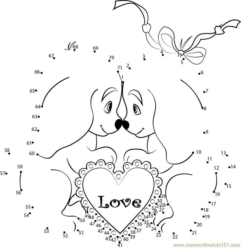 Cute valentines day dogs dot to dot printable worksheet