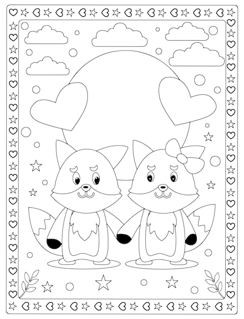 Premium vector valentines day coloring pages