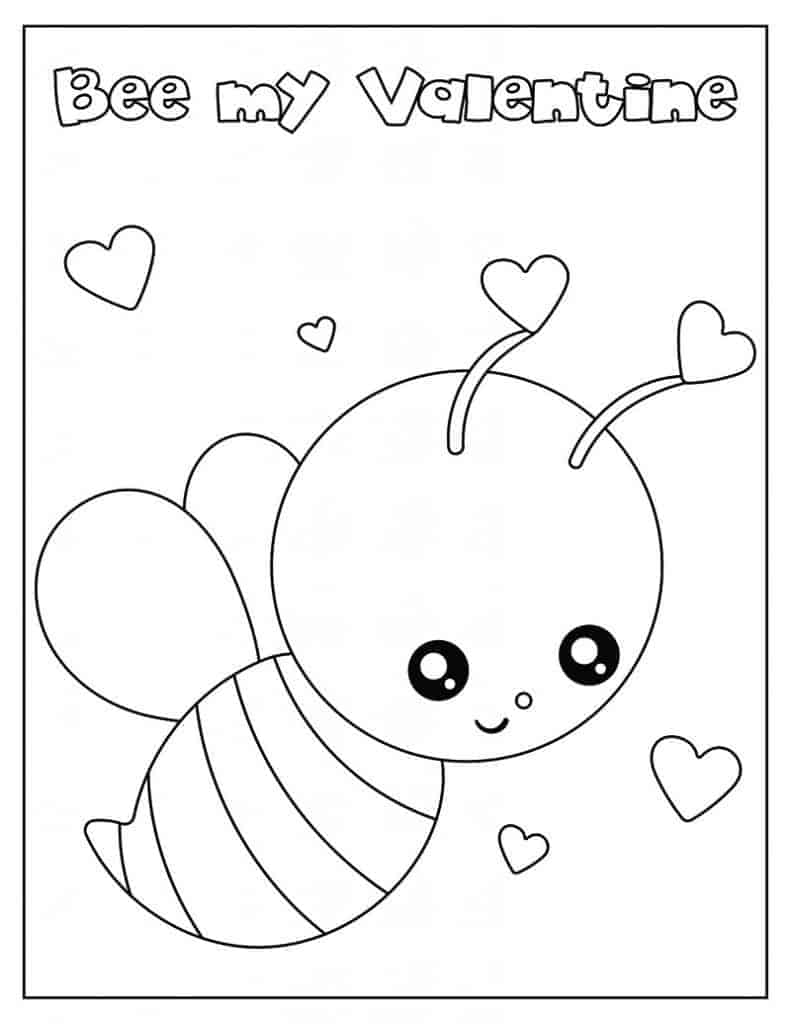 Cute animal coloring pages for valentines day