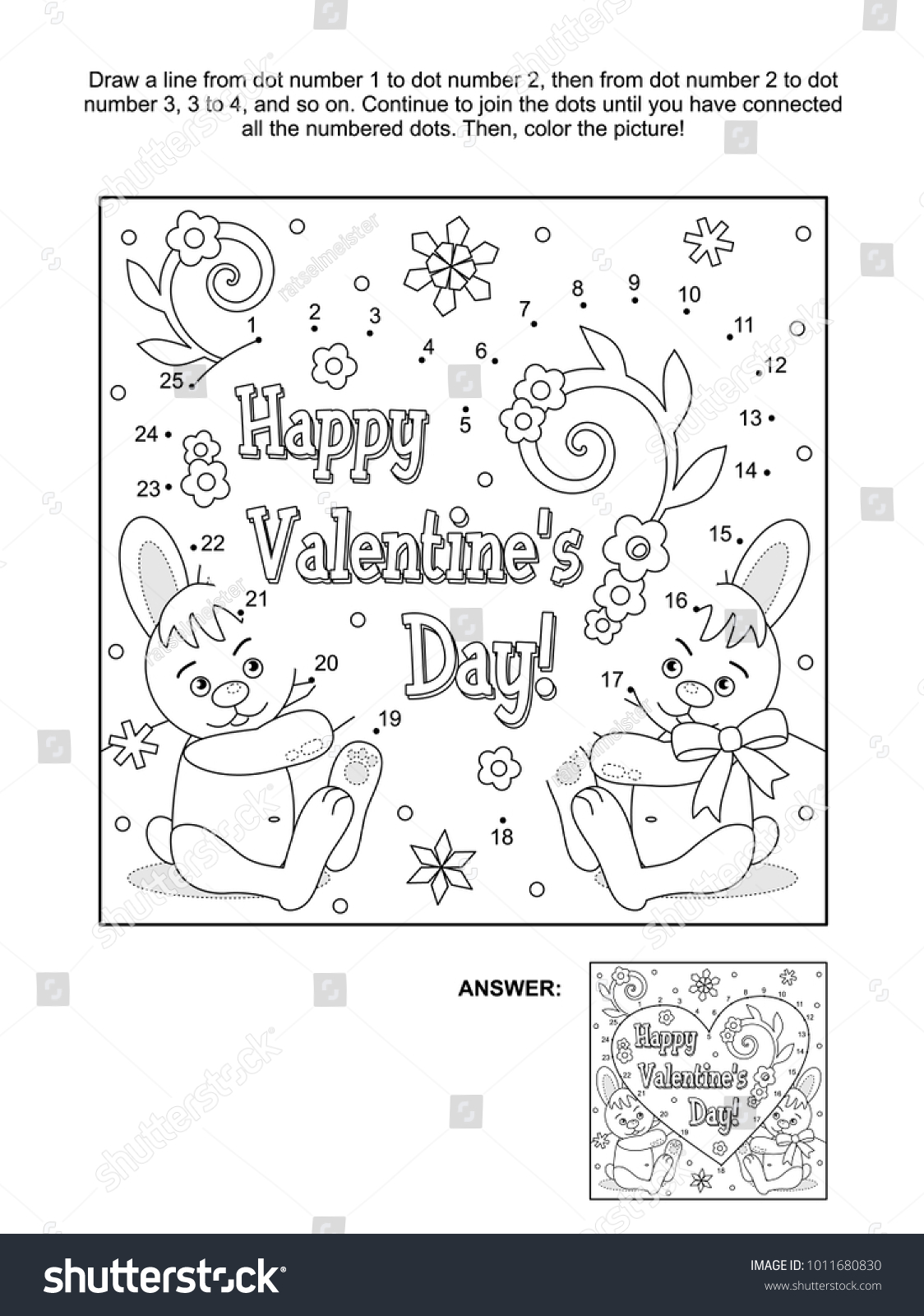 Valentines day themed connect dots picture stock vector royalty free