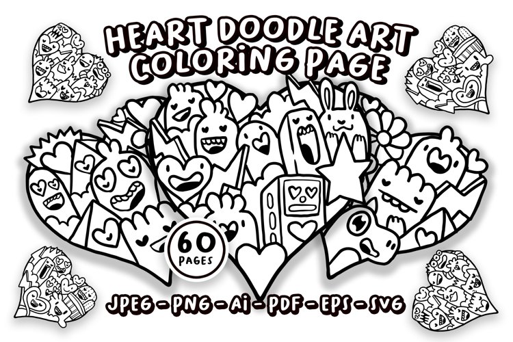 Valentine doodleart coloring page