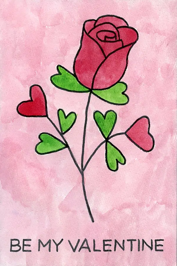 How to draw a rose for valentines day tutorial coloring page