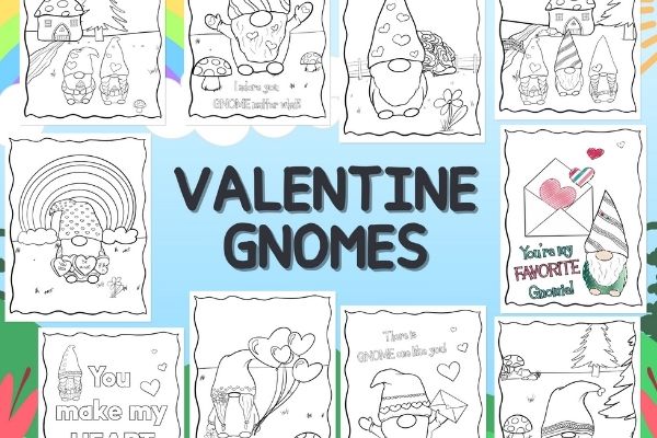 Free gnome valentine coloring pages