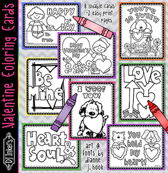 Share a handmade smile with valentine coloring cards by dj inkers