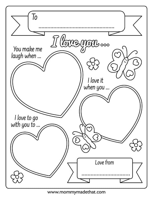 Printable i love you template cute i love you because activity valentines for kids valentine worksheets valentines day activities