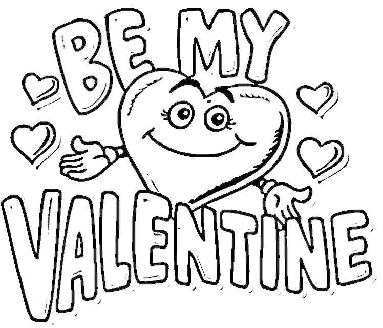 Fun valentine and hearts colouring pages for kids