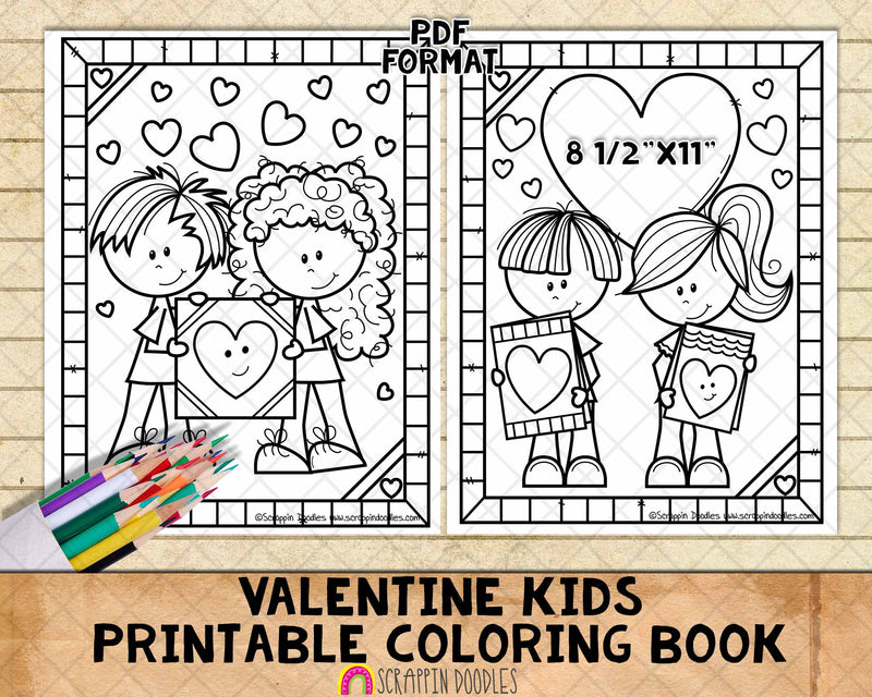 Valentine kids coloring book