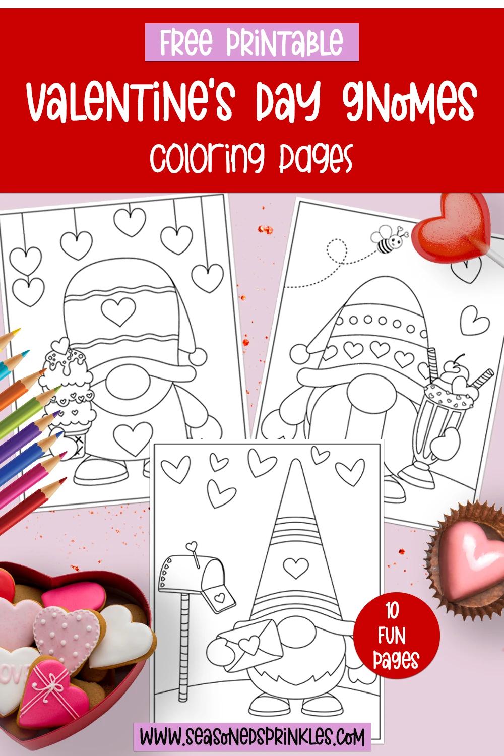 Free valentines day coloring pages valentines day gnomes