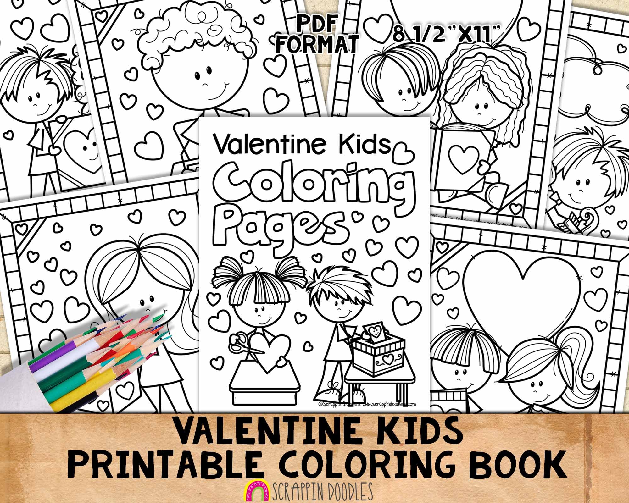 Valentine kids coloring book