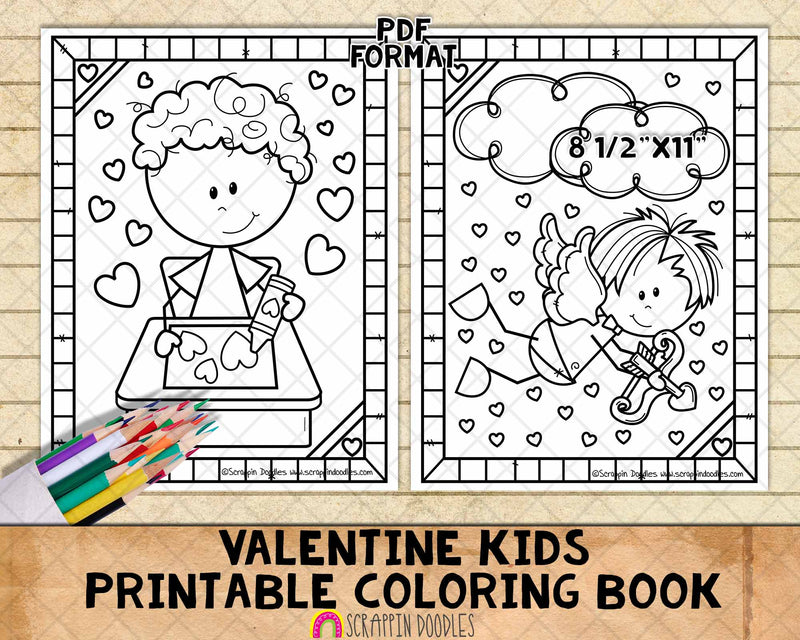 Valentine kids coloring book