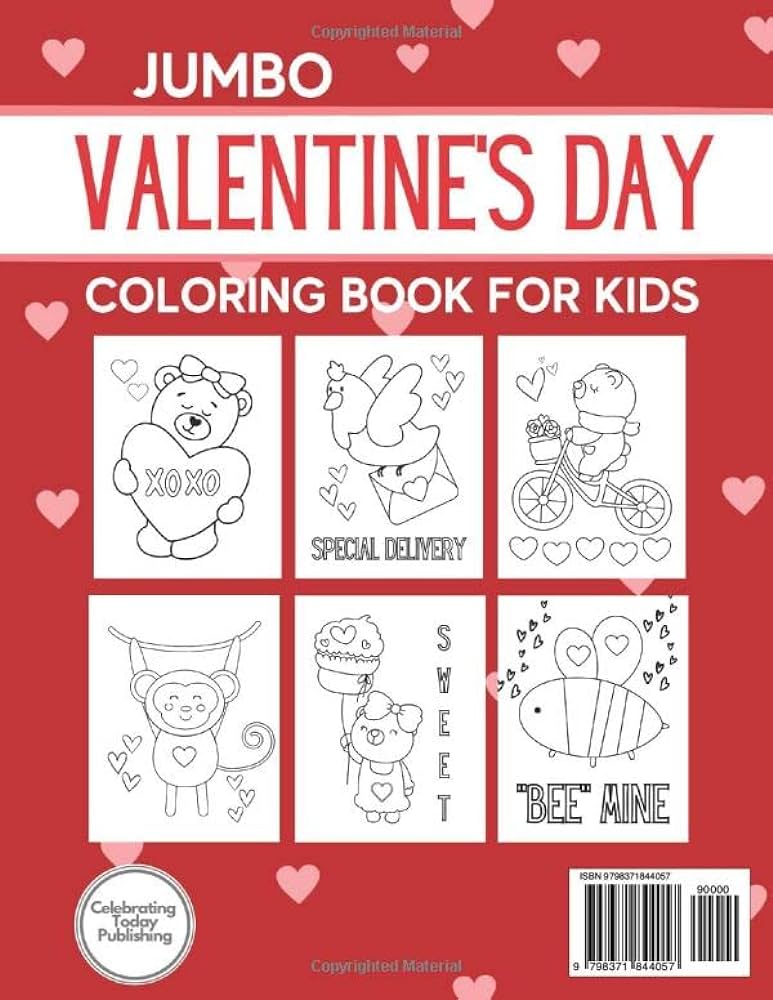 Jumbo valentines day coloring book for kids big and easy coloring pages for toddlers preschool kindergarten elementary valentine day gift for kids animals and hearts celebrating today publishing books