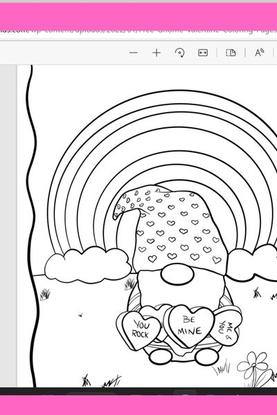 Free gnome valentine coloring pages