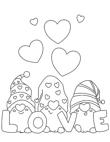Cutest valentine gnomes coloring pages free valentine coloring pages valentine coloring sheets valentines day coloring page