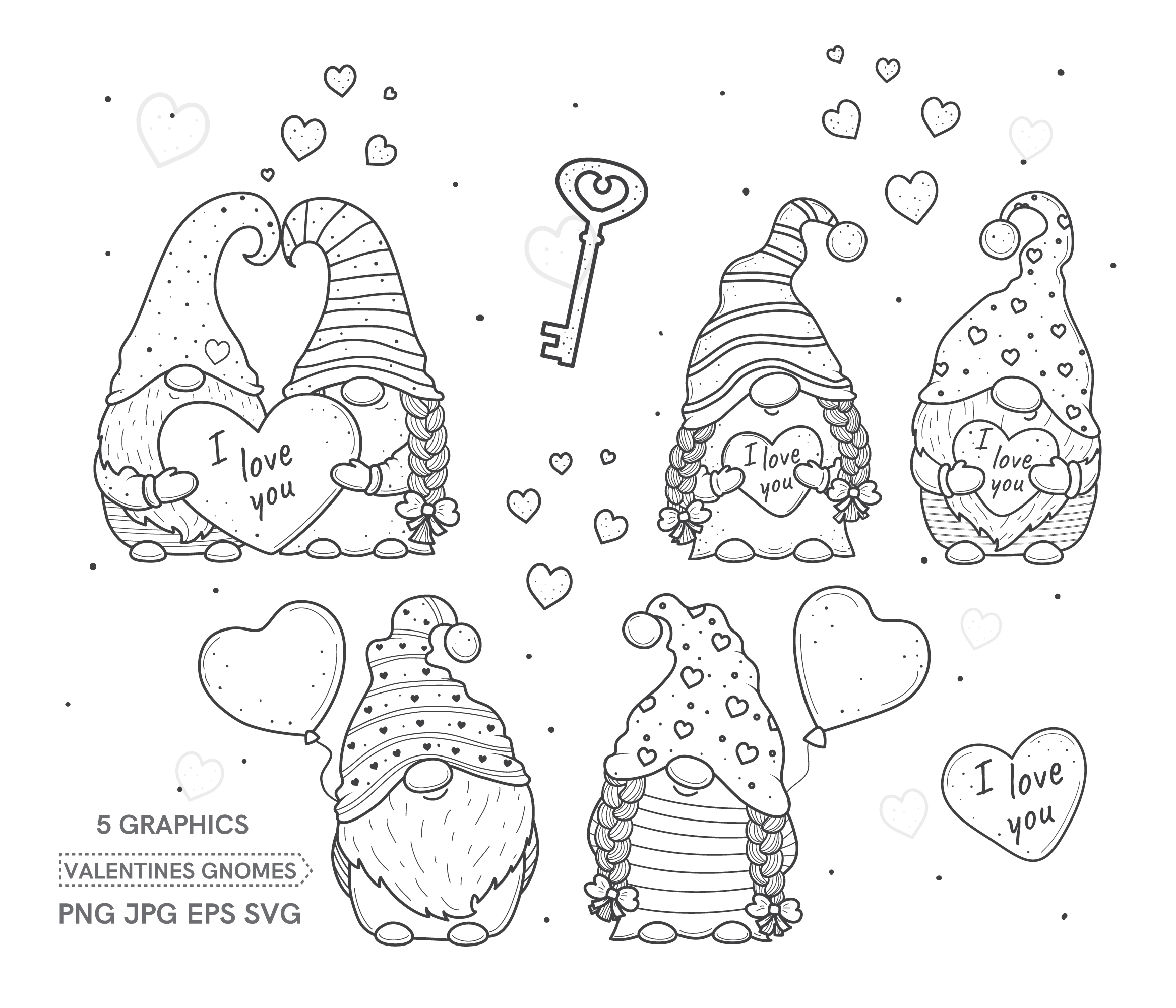 Valentine gnomes svg valentine gnomes clip art outline sv