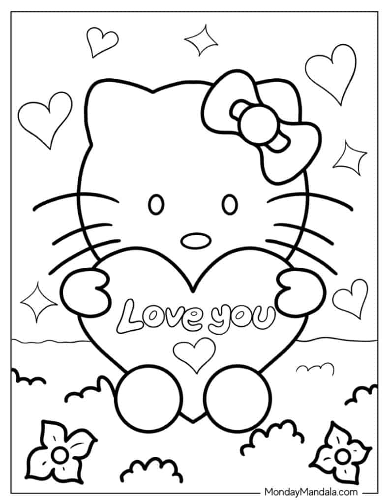 Hello kitty coloring pages free pdf printables