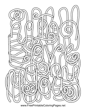 Valentine hidden word coloring page