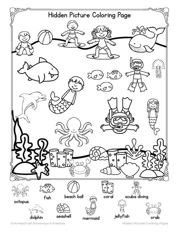 Free hidden pictures printable activities for kids