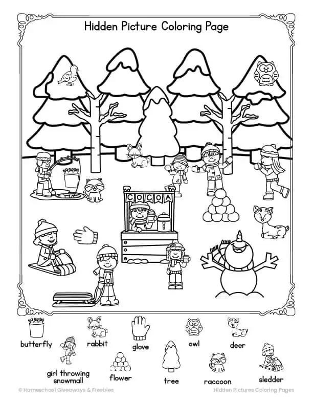 Free hidden pictures printable activities for kids