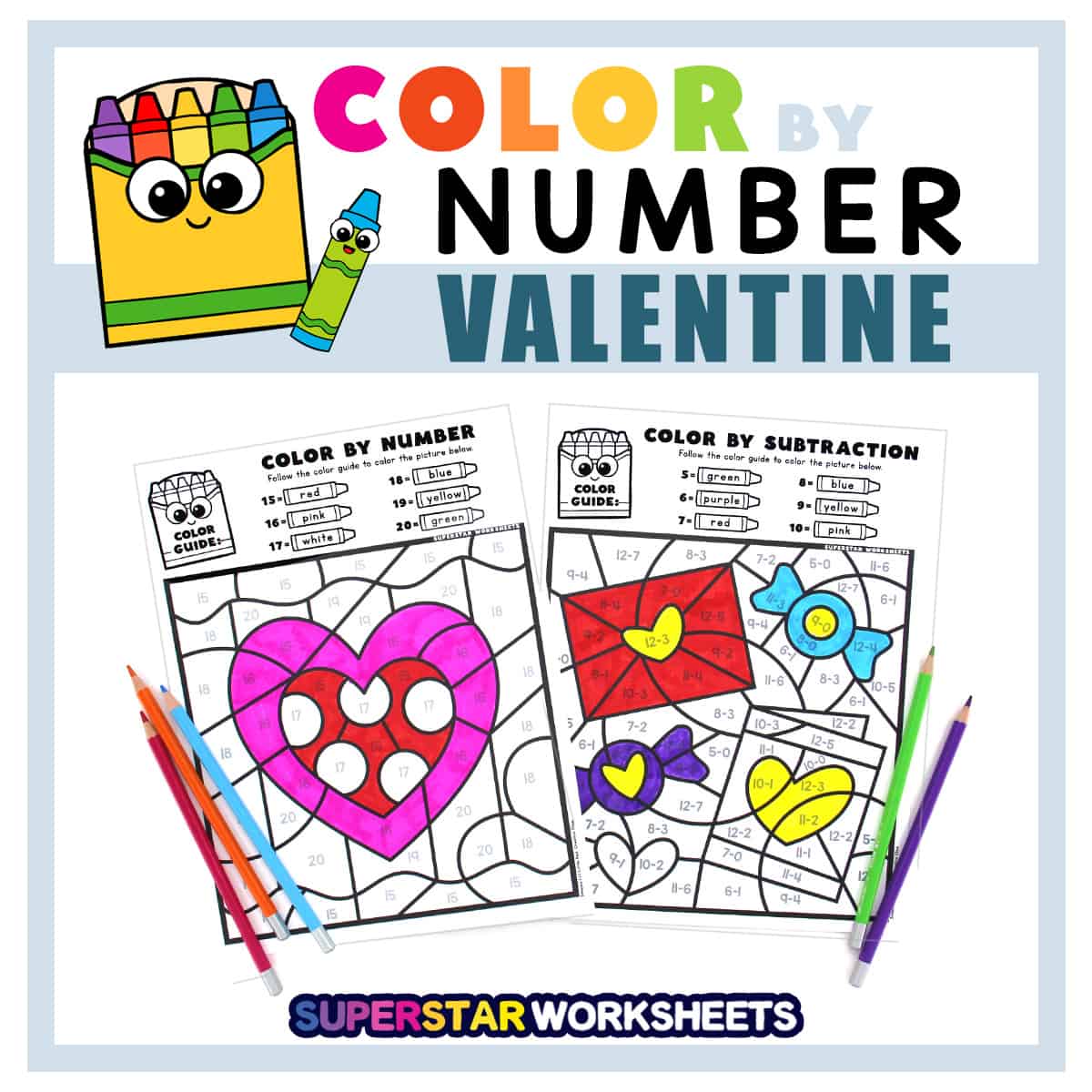 Valentines day color by number