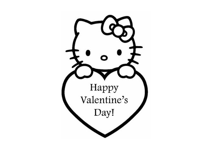 Hello kitty valentines day coloring page