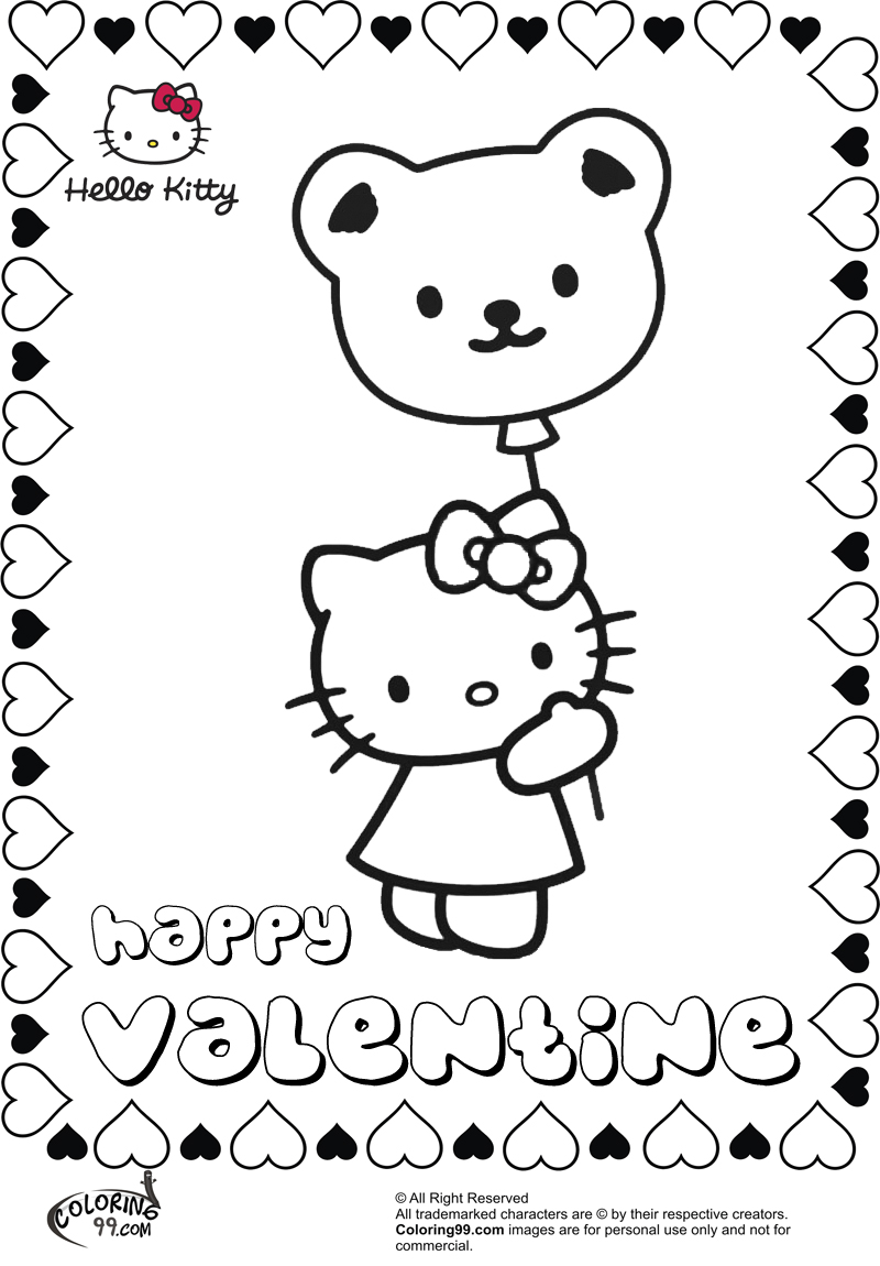Hello kitty valentine coloring pages team colors
