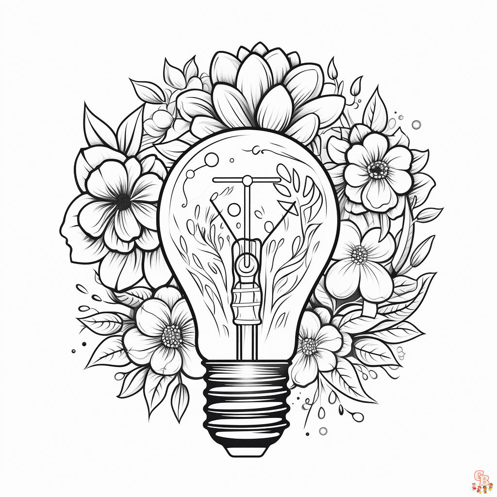 Printable light bulb coloring pages free for kids and adults