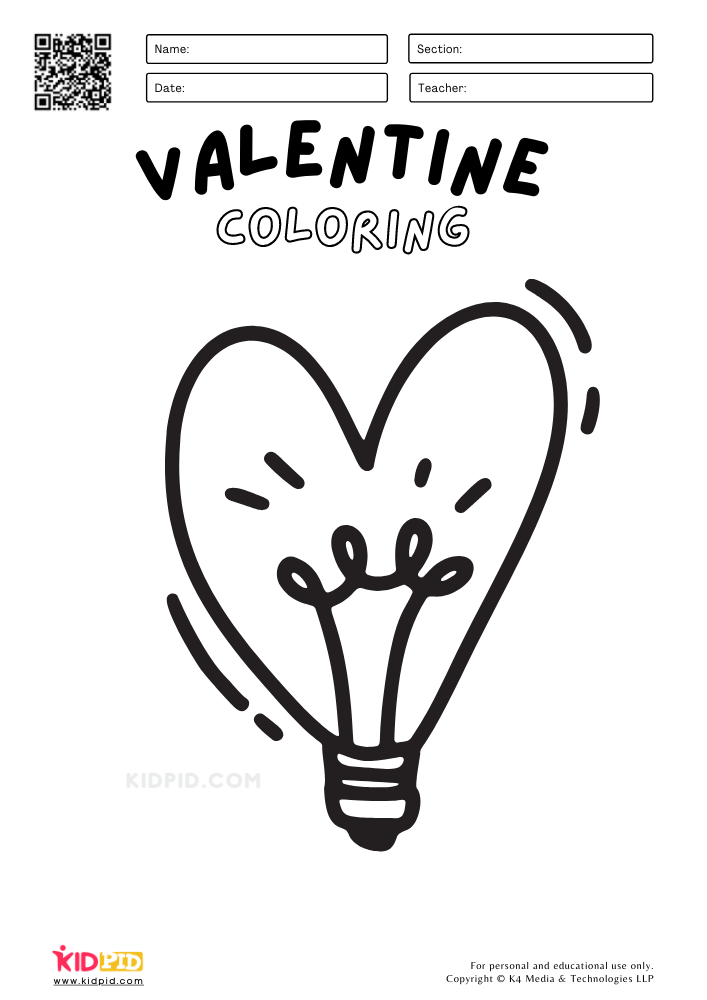 Valentine coloring printable worksheets