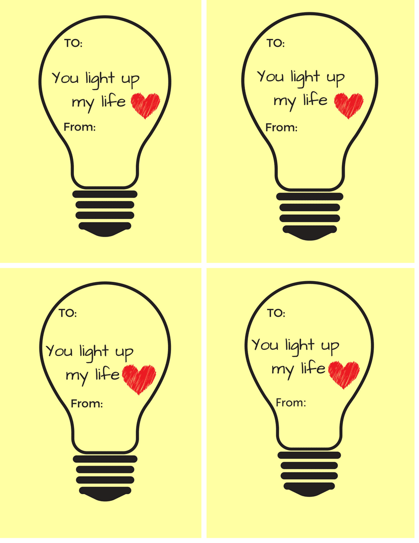 You light up my life valentines day printable