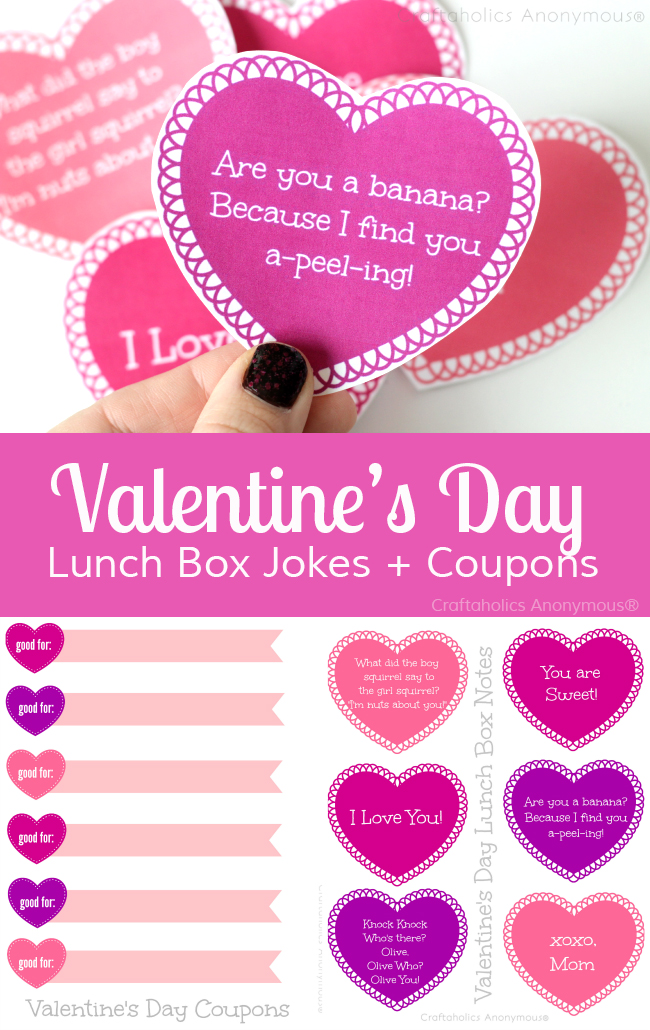 Craftaholics anonymous printable valentines day lunch box notes and jokes