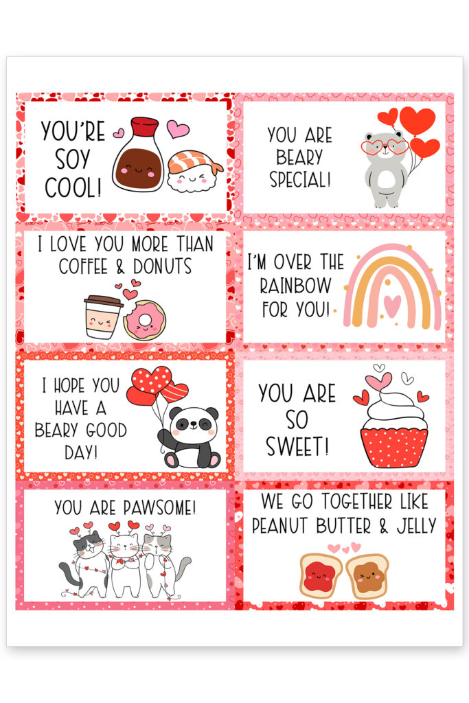 Valentine lunch box notes