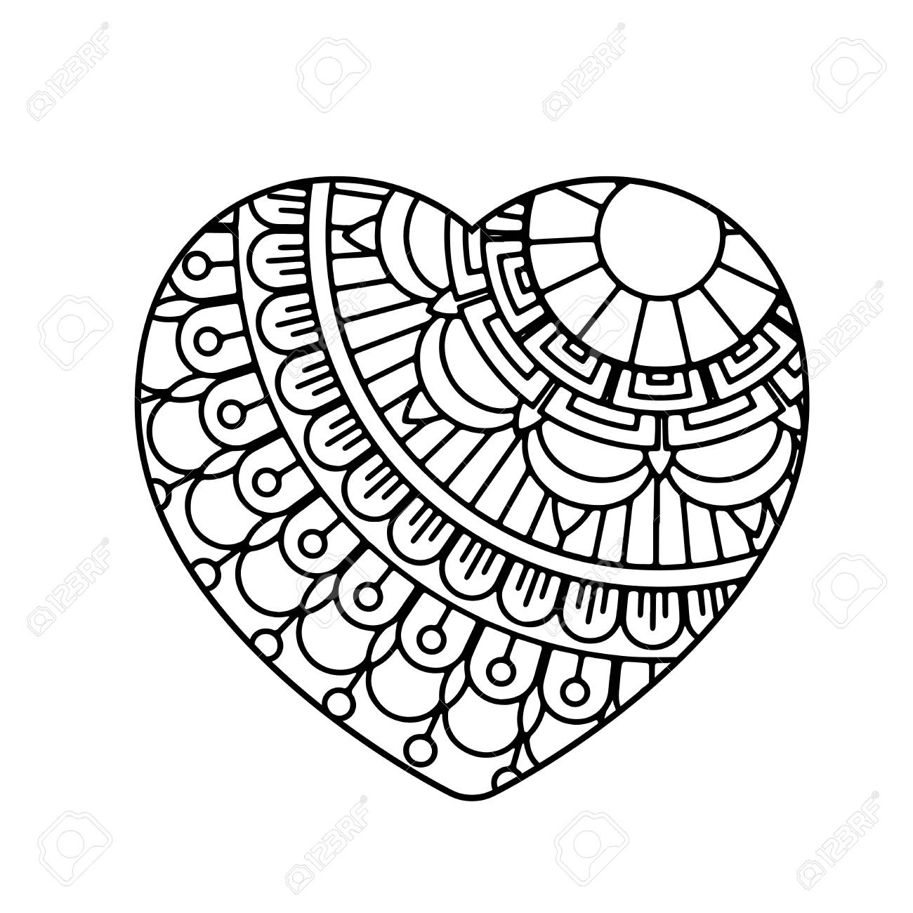 Mandala heart valentines day adult coloring page vector illustration isolated on white background royalty free svg cliparts vectors and stock illustration image