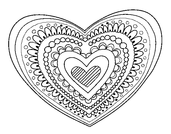 Heart mandala coloring page