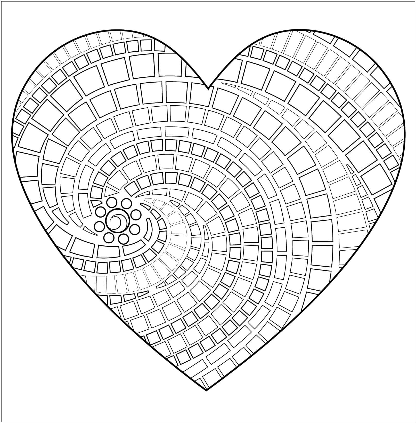 Basic heart mandala coloring page