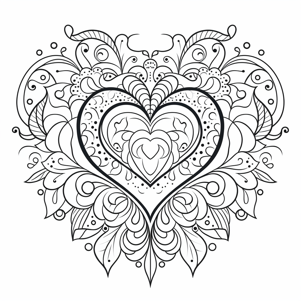 Heart mandala coloring pages