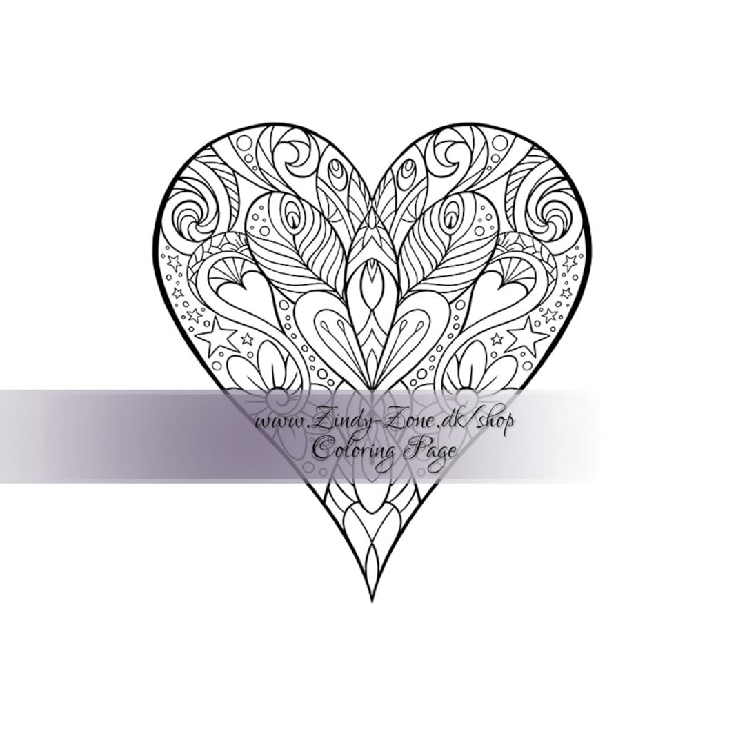 Relaxing mandala heart flower printable adults coloring page lineart diy zindy nielsen